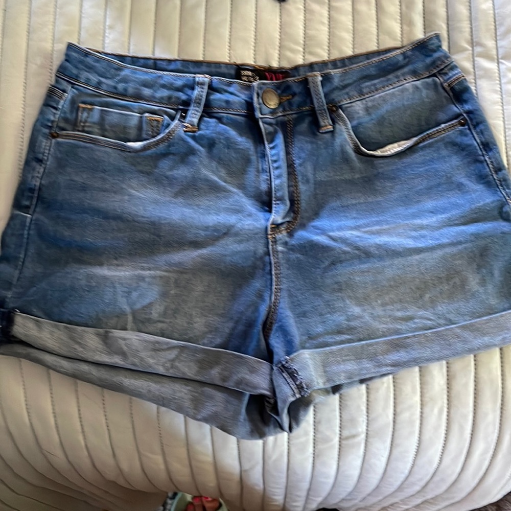 Light blue high rise shorts with some stretch